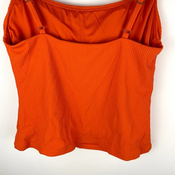 Andie The Longline Tank Tankini In Ribbed Siren Orange Size Small New - Picture 9 of 11